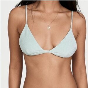 Mikoh Metallic Taga Ice Blue Triangle Bikini Top